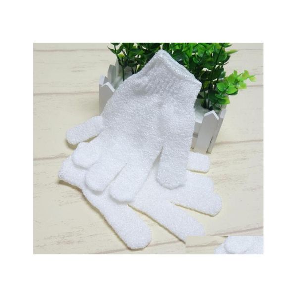 Brosses De Bain Éponges Épurateurs Blanc Nylon Corps Nettoyage Gants De Douche Gant Exfoliant Cinq Doigts Salle De Bains Fournitures 1 Pcs Sn81 Dhmiu