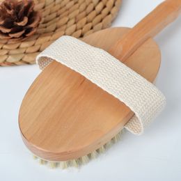 Brosses de bain Éponges Épurateurs Woody Long Manche Bain Brushe Bois Couleur Détachable Dos Frotter Outils Poils Brosse De Nettoyage Salle De Bain DH545