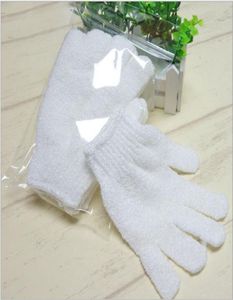 Badhandschoenen lichaamsreiniging douche handschoenen wit nylon exfoliërende badhandschoen vijf vingers paddy zachte vezel massagebadhandschoen cleine4530671