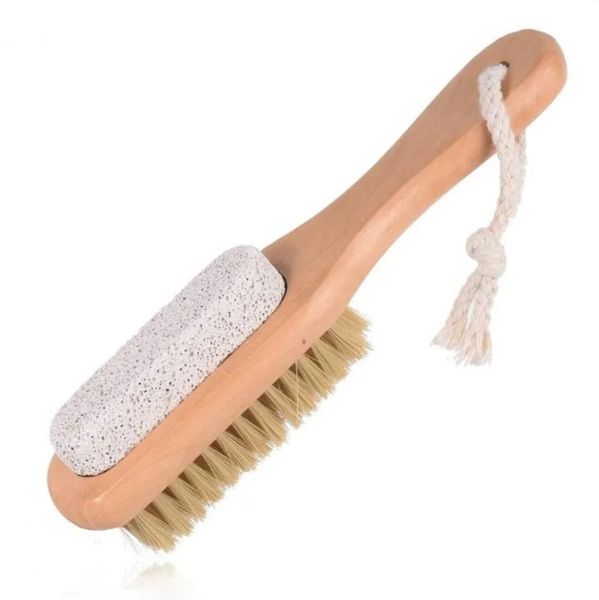 Poils de crinière de bain, brosse de pieds propres, pierre ponce en bois, pieds de pédicure, élimination des callosités, soins des pieds, dissolvant de peau morte, nettoyage G1024