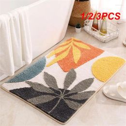 Mattes de bain 1/2 / 3pcs Inyahome Feuilles tapis accent de douche non glissant en microfibre pour les invités maîtres et l'entrée de salle de bain pour enfants