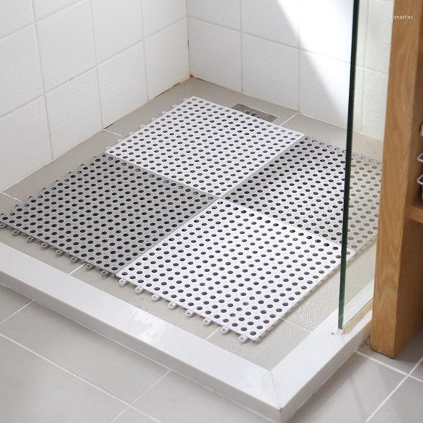 Tapis de bain 1/6 pièces tapis de salle de bain antidérapant carré PVC tapis pour cuisine tapis de sol salle de douche toilette repose-pieds