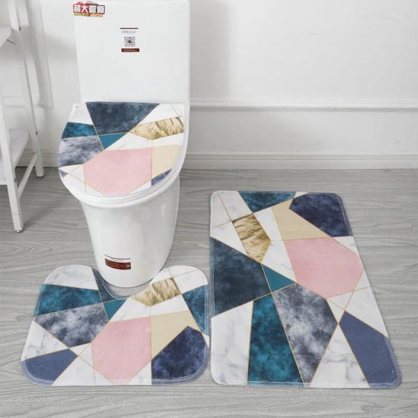 Tapis de bain 13 types 3 pièces ensemble de tapis de salle de bain tapis de piédestal antidérapant couvercle de toilette couverture de porte absorbante accessoires de coussin de pied