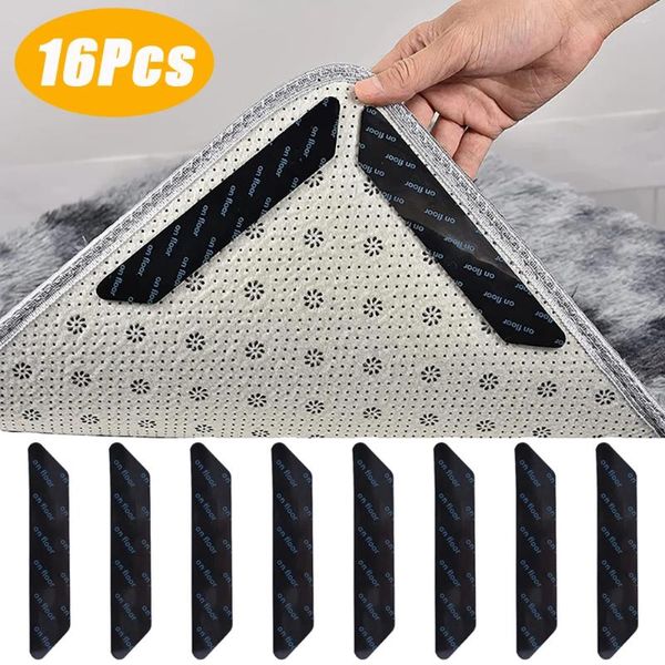 Tapis de bain 16 / 4pcs bandes de sol de salle de bain mat autocollants de cuisine auto-adhésifs réutilisables pour les points de tapis sans glissement