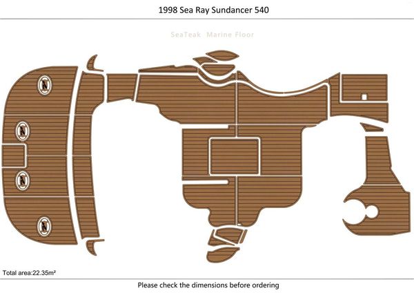 Tapis de bain 1998 Sea Ray Sundancer 540, coussinets de plate-forme de natation pour Cockpit, 1/4 