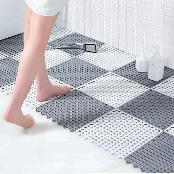 Tapis de bain 1pcs Tapis de salle de bain antidérapant Tapis carrés en PVC pour tapis de sol de cuisine Salle de douche Toilette Footpad U3