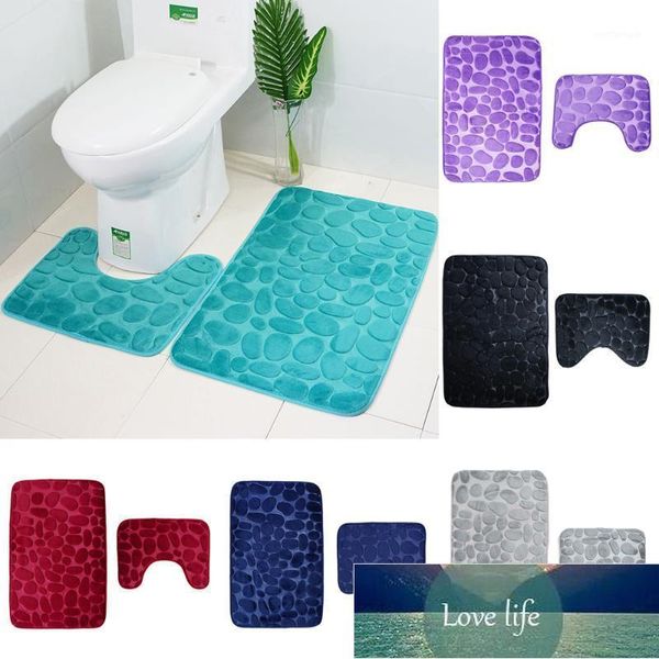 Tapis de bain 2pcs / set Entonnoir Cobblestone Salle de bain Anti-dérapant Tapis Tapis Tapis de toilette 1 Conception experte des prix usine Qualité Dernier style Statut original