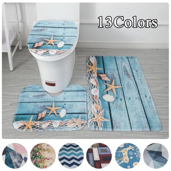 Tapis de bain 3 pièces 13 styles, ensemble de tapis de salle de bain, de toilette, antidérapant, absorbant, décoration en marbre, porte-pieds en mousse à mémoire de forme