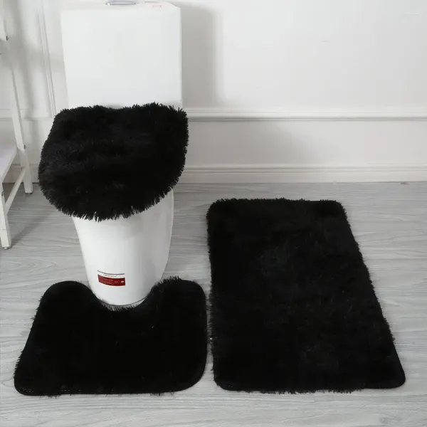 Ensemble de tapis de bain 3 pièces, housse de siège de toilette, couvercle antidérapant, tapis de Contour, lavable en machine, décoration de maison familiale