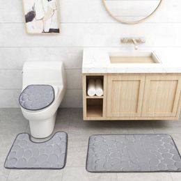 Tapis de bain 3 pièces Set Toilet Seat Cover Bathroom Anti-Slip Foot Pads Print Print Match Matter Floor Mat Mage Maison de haute qualité Tapis en relief