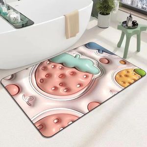 Tapis de bain Tapis de porte 3D Tapis absorbant Expansion Fleur Doux Diatomée Boue Salle de bain Toilette Antidérapant Absorbant l'eau Séchage rapide Coussin de pied