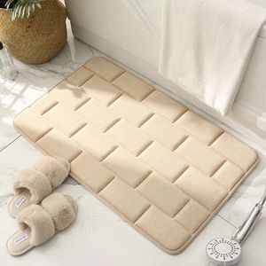 Badmatten 3D vloertegelpatroon reliëf antislip deurmat badkamer pad entree slaapkamer absorberend voettapijt