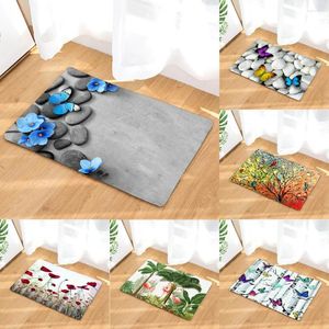 Badmatten 3D-printen Bloemen Vogels Vlinders Toilet Antislipmat Plant Bladeren Tapijt Accessoires voor badkamerdecoratie