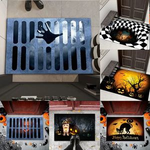 Tapis de bain 3D Swirl Illusion Tapis Halloween Horreur Clown Abstrait Couloir Porte Tapis Décoration De Sol Salon Salle De Bain 230928