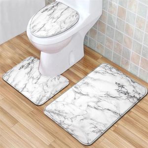 Tapis de bain 3pcs 4 styles tapis ensemble salle de bain tapis tapis toilette anti-dérapant absorbant marbre décoration porte pied facile à nettoyer