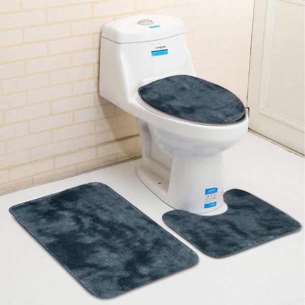 Tapis de bain 3 pièces ensemble de tapis anti-dérapant salle de douche tapis de bain maison couvercle de toilette couverture tapis de pied chauds