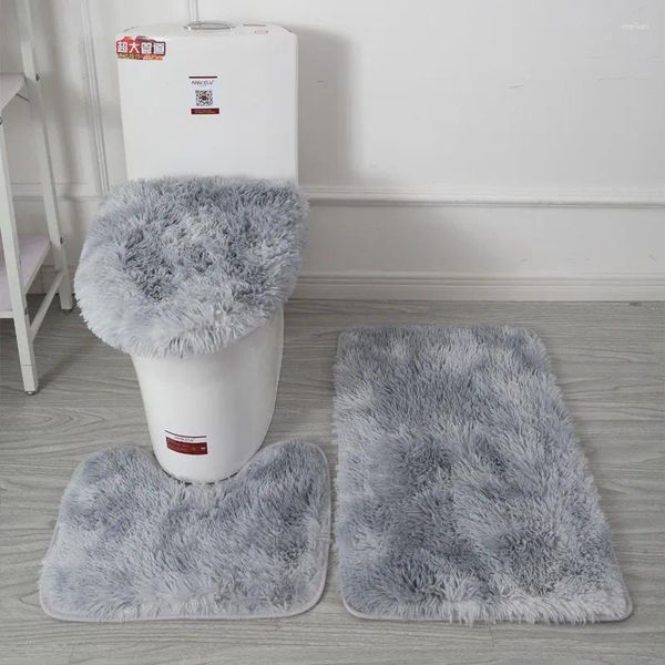 Tapis de bain 3 pièces décor de salle de bain tapis antidérapant super absorbant l'eau kit de tapis tapis couvertures jette douche sol de toilette