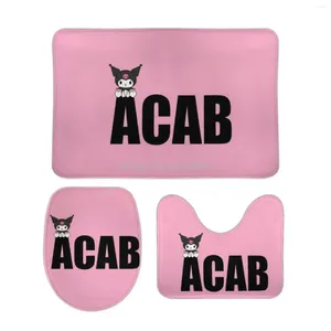 Esteras de baño 3pcs juego de baño de baño asiento de asiento de asiento de la alfombra decoración práctica acab 1312 dice lindo kawaii