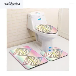 Mattes de bain 3pcs Prismatics colorés banyo paspas de salle de bain toilettes de toilette Bathmat Set non glissement tapis salle de bain alfombra bano