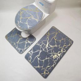 Badmatten 3 stks flanel tapijt badkamer vloer pat anti slip slijtage-resistente toiletstreep printen douche tapijten ma
