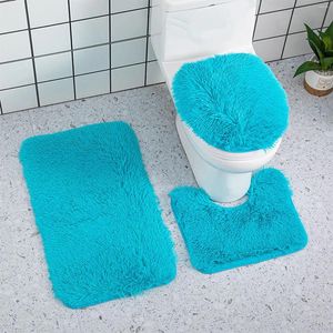 Badmatten 3 stks/set mat set zacht pluisdouche tapijt non-slip vloer voor badkamer toilet tapijten deksel dekselproducten