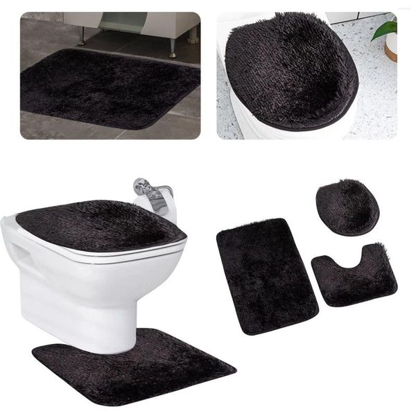 Tapis de bain 3pcs / Set Microfiber Bathroal Tapis Topet Toilet Cousser absorbant Absorbant de tapis de tapis de couvercle non glissé