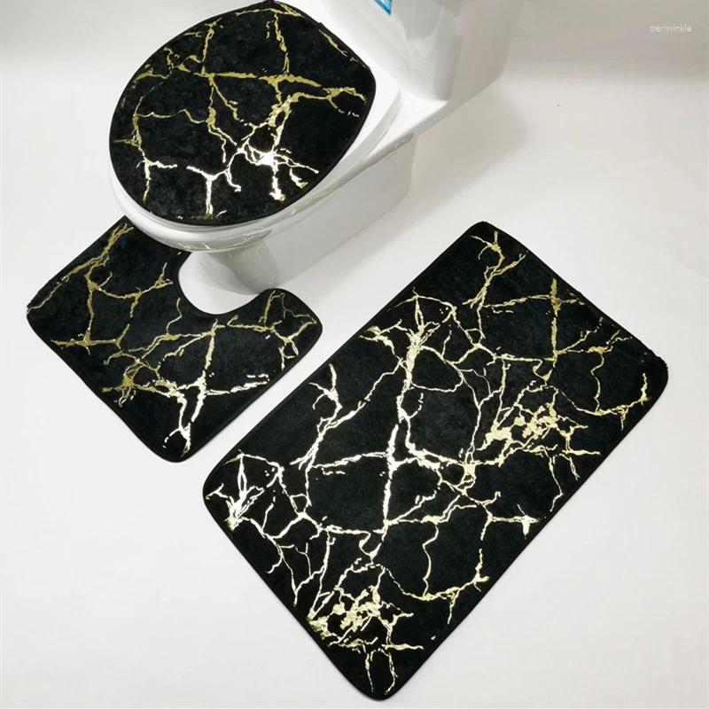 Badmatten 3 stks/set stenen patroon badkamermat voor toiletbril antislip deksel deksel zacht absorberend toiletpak 16 kleuren
