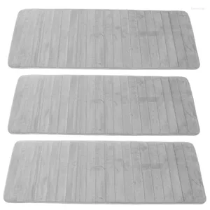 Tapis de bain 3X en mousse à mémoire de forme douce – Tapis de salle de bain absorbants et antidérapants Tapis long de très grande taille 60 x 160 cm Gris