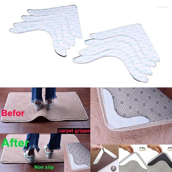 Mattes de bain 4 / 8pcs anti-glissement tapis curling adhésif autocollant bords bordures de la salle de bain de salle de bain maison décoration de douche de tapis