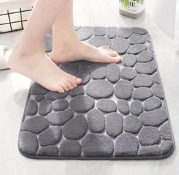 Tapis de bain 40 cm 60 cm Tapis en mousse à mémoire de forme Tapis de sol antidérapant Paillasson absorbant l'eau 3D Pavé en relief Pied Salle de douche