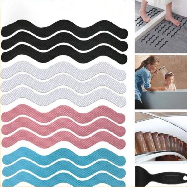 Tapis de bain 48 pièces bandes de sécurité en forme de S autocollants de douche baignoire auto-adhésive étanche anti-dérapant salle de bain