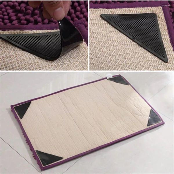 Tapis de bain 4 pièces/ensemble Triangle lavable réutilisable tapis pince anti-dérapant tapis antidérapant bande de patch pour les sols en carrelage tapis coins tampon