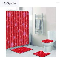 Mattes de bain 4pcs Snowflakes Rose Dots Red Banyo PASPAS Salle de bain tapis de toilette Tapis Salle de Bain Alfombra Bano