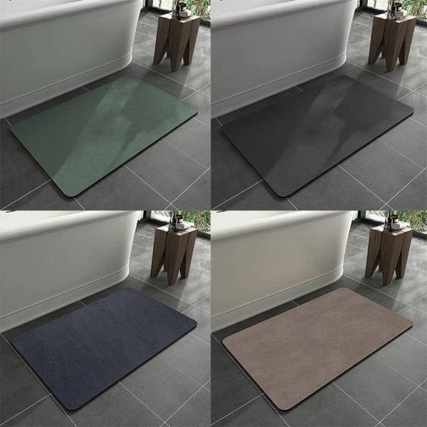 Mattes de bain 50x80cm diatomite tapis solide de salle de bain solide Terre Terre Absorbant Tapis sans glissement Douche à séchage rapide Baignoire Porte-pieds