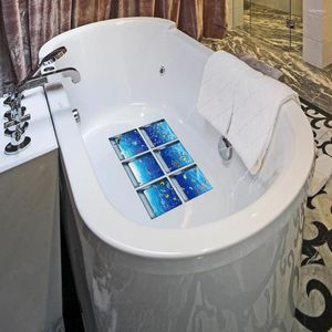 Tapis de bain 6 3D Le monde sous-marin Treads Autocollant Autocollants de baignoire Autocollants non tatouages pour la décoration des toilettes de la salle de bain