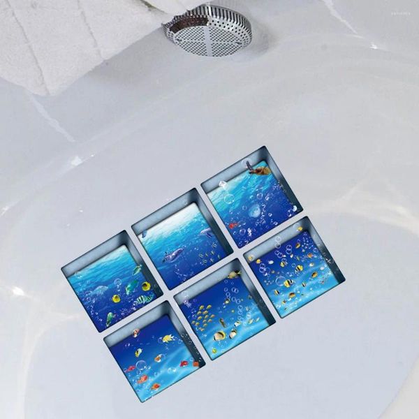 Mattes de bain 6 pcs 3d baignoire de décalage peint peint à l'épreuve d'eau Autocollants imperméables Appliques d'autocollant décoration