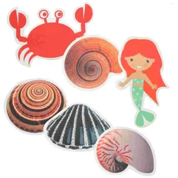 Esteras de baño 6pcs no anti stickers conch murales extraíbles murales adhesivos duchas impermeables calcomanías apliques de bañera para espacio