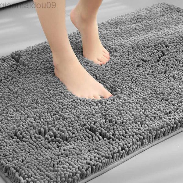 Alfombrillas de baño 80x160 cm Alfombrilla de baño antideslizante Shaggy Chenille para alfombra de baño Alfombra absorbente de agua (gris carbón) AA230506