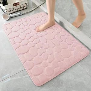 Tapis de bain A1364ZXW en relief pavé corail velours tapis de sol porte toilette salle de bain absorbant mémoire mousse tapis tapis en gros