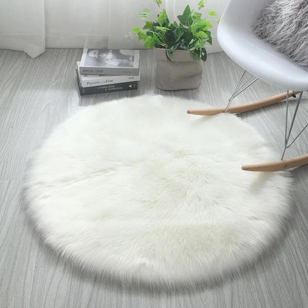 Tapis de bain A1838ZXW Tapis en peluche doux Tapis en peau de mouton artificielle Tapis Chambre Chaud Cheveux longs Coussin de siège Couverture de sol