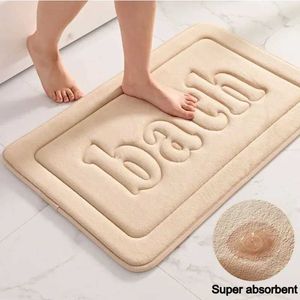 Tapis de bain Tapis de bain absorbant Tapis en mousse à mémoire de forme Tapis de salle de bain antidérapant Tapis de sol côté baignoire Douche Tapis de chambre antidérapant Tapis de pied de toilette