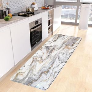 Tapis de bain Tapis de sol de cuisine en marbre abstrait gris or motif texturé moderne pièce géométrique tapis long décor à la maison tapis antidérapant
