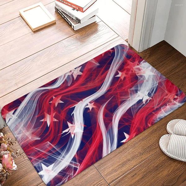 Mats de baño abstractas esterillas de bandera de los Estados Unidos estampado aterciopelado almohadilla de baño suave baño ducha de baño anti-slip diseño de baño alfombra de baño