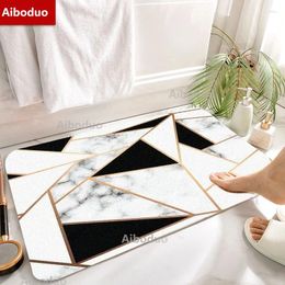 Alfombrillas de baño Aiboduo Mat de mármol Patrón geométrico Decoración del hogar Sala de estar sin deslizamiento Alfombra de baño para dormitorio
