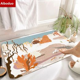 Mattes de bain Aiboduo Monde sous-marin non glissant non-glissant confortable Mat de sol décoration de la maison pour la salle de bain en famille de salle de bain rose