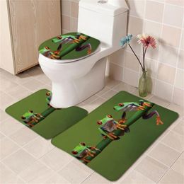 Alfombrillas de baño Baño de rana animal de tres piezas alfombras de la selva natural absorbente