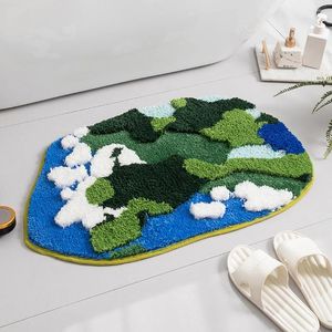 Tapis de salle de bain anti-glisse de bain avec installation moderne et facile à installer un décor de polyester respectueux de l'environnement nuage blanc 50x80cm