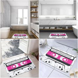 Alfombrillas de baño Anti-slip Flannel Batoming Mat Music Tape Impresión de impresión Puquilero para la puerta de entrada Sala de estar Bailates Decoración divertida