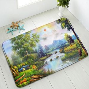 Tapis de bain tapis antidérapant peinture à l'huile paysage absorbant sol chambre cuisine paillasson lavable coussinets de pied tapis de bienvenue décor à la maison