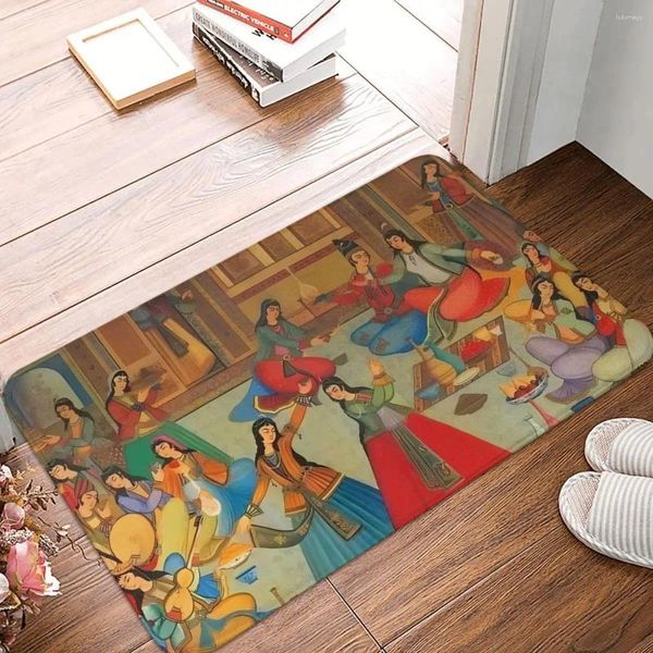 Alfombrillas de baño Mat de arte no deslizante Persa Damas Danza Danza Daño Ducha Daño Puerta Absorbente Baño